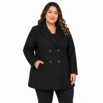 Casaco Feminino Plus Size Lã Batida Facinelli 618005 Preto Casaco Feminino Plus Size Lã Batida Facinelli 618005 Preto