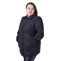 Casaco Feminino Plus Size Lã Batida Facinelli 618007 Preto