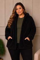 Casaco Feminino Plus Size Teddy Lanzinha Com Capuz Inverno 2026 - GG