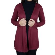 Casaco Feminino Real Malhas Cardigan Canelado Marsala - 430 Casaco Feminino Real Malhas Cardigan Canelado Marsala - 430