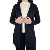 Casaco Feminino Real Malhas Cardigan Canelado Preto - 430502 Casaco Feminino Real Malhas Cardigan Canelado Preto - 430502