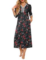 Casaco feminino Robe Ekouaer com zíper e mangas 3/4 preto GG