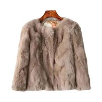 Casaco Feminino Slim Fit De Pele De Coelho Real Com Gola Redonda E Manga Longa, Cardigã Fashion Casaco Feminino Slim Fit De Pele De Coelho Real Com Gola Redonda E Manga Longa, Cardigã Fashion