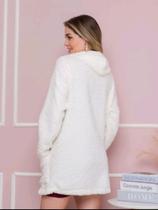 Casaco Feminino Teddy Longo Sobretudo De Inverno Peluciado