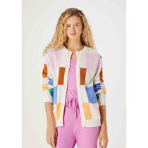 Casaco Feminino Tricot Quadriculado Off White Hering