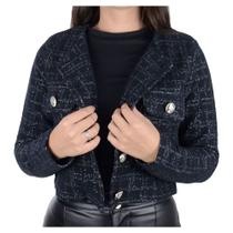 Casaco Feminino Trimix Tweed Cropped Preto - 54872