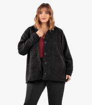 Casaco Feminino Tweed Plus Size Secret Glam Preto