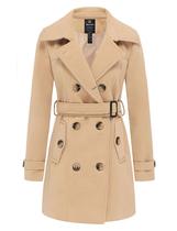 Casaco feminino Wantdo de lã trespassado com cinto cáqui 2X Casaco feminino Wantdo de lã trespassado com cinto cáqui 2X