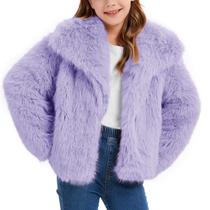 Casaco Flygo Girls Faux Fur Kids Fluffy Warm Winter Purple
