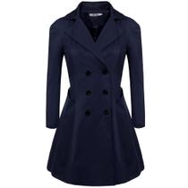 Casaco genérico azul marinho para mulheres com botão plissado