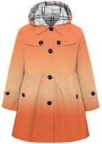 Casaco impermeável Betusline feminino com capuz corta-vento laranja 6-7Y