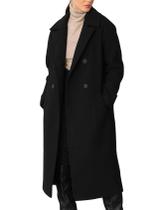 Casaco impermeável feminino Pea Coat Flygo, trespassado, preto-M