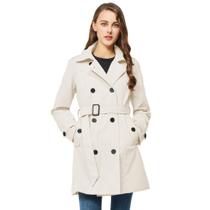 Casaco impermeável feminino TRATENBY, casaco comprido, branco, poliéster XL