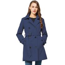 Casaco impermeável feminino TRATENBY, casaco comprido com capuz, azul escuro, L