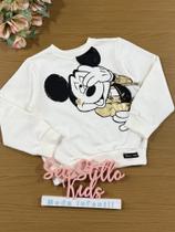 Casaco Infantil Animê Inverno Sem Flanela Branco Mickey Disney