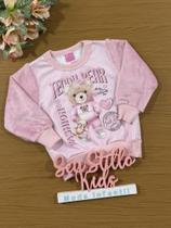 Casaco Infantil Cinti Inverno Rosa Ursinha com Strass