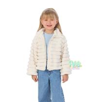 Casaco Infantil Feminino em Pelo Petit Cherie cor Off White