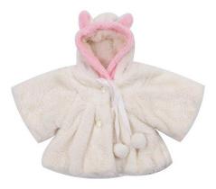 Casaco Infantil Meninas Inverno Estola Bolero Poncho Fleece