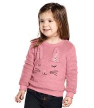 Casaco Infantil Pelúcia com Bordado Trick Nick Rosa