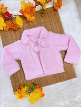 Casaco Infantil Rosa Claro de Lã Teddy Forrado - Tamanho e Estilo Perfeitos para o Inverno
