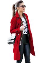 Casaco Jaqueta Sobretudo Feminino Trench Coat Forrado Em Sarja Super Elegante
