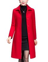 Casaco Jenkoon feminino Wool Trench, casaco grosso de inverno, vermelho Casaco Jenkoon feminino Wool Trench, casaco grosso de inverno, vermelho