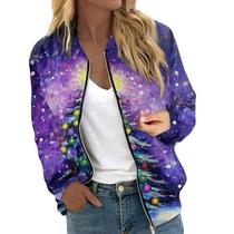 Casaco JWNYJFB Christmas para mulheres com estampa de Papai Noel para Natal 2024 Casaco JWNYJFB Christmas para mulheres com estampa de Papai Noel para Natal 2024