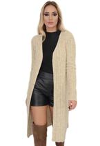 Casaco Longo Sobretudo Trico Canelado Mousse Creme Livora Tamanho:Único