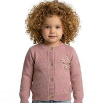 Casaco Losango Trabalhado Tricô Kids Rosa Antigo Rose Casaco Losango Trabalhado Tricô Kids Rosa Antigo Rose