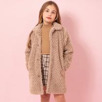 Casaco luxo longo sobretudo Teddy forrado infantil inverno