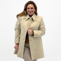 Casaco Malise Médio Plus Size em Lã Batida Feminino