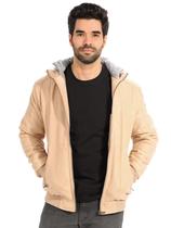 Casaco Masculino Anistia Aberto Suede Capuz de Moletom Bege