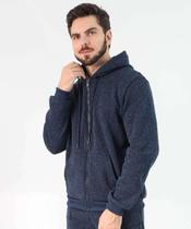 Casaco Masculino Moletom Fitness Capuz Marisa Azul-50193
