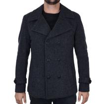 Casaco Masculino Peleteria Cordeiro Caban Slim Lã Cinza Escuro - 3048 Casaco Masculino Peleteria Cordeiro Caban Slim Lã Cinza Escuro - 3048
