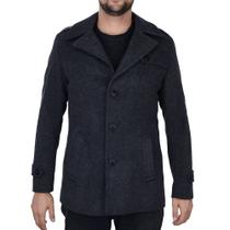 Casaco Masculino Peleteria Cordeiro Lã Caban Slim Cinza Gradite - 3046 Casaco Masculino Peleteria Cordeiro Lã Caban Slim Cinza Gradite - 3046