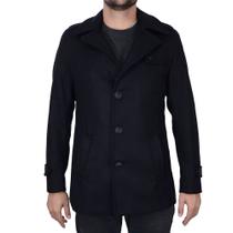 Casaco Masculino Peleteria Cordeiro Lã Caban Slim Preto - 3046