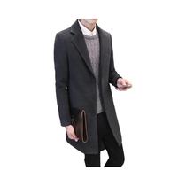 Casaco Masculino Slim Fit Longo Em Mistura De Algodão E Lã Para Outono E Inverno, Moda Casual E