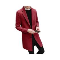 Casaco Masculino Slim Fit Longo Em Mistura De Algodão E Lã Para Outono E Inverno, Moda Casual E