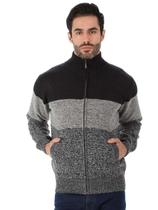 Casaco Masculino Tricot Anistia Aberto Forro Xadrez Marinho