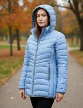 Casaco médio alpelo plus size de pluma sintética com pespontos em v 20700029