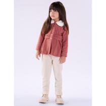 Casaco Menina Kiki Xodó em Plush Canelado na cor Rosê Casaco Menina Kiki Xodó em Plush Canelado na cor Rosê