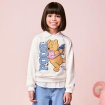 Casaco Menina Momi em Moletom Ursinho Pooh na cor Off Tamanho:8 Casaco Menina Momi em Moletom Ursinho Pooh na cor Off Tamanho:8