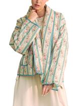 Casaco Meyhad Floral acolchoado acolchoado para mulheres