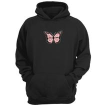 Casaco moletom borboleta rosa blusão frio butterfly unissex