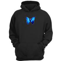 Casaco moletom butterfly blue canguru borboleta azul c capuz