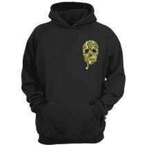 Casaco moletom caveira skull faixa moda de rua swag drip