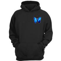 Casaco moletom com capuz butterfly borboleta azul blue