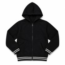 Casaco Moletom Flanelado Brandili Menino Preto Zíper Capuz - Casaco Moletom Flanelado Brandili Menino Preto Zíper Capuz -