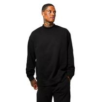 Casaco Moletom Gola Alta Oversized Estilo Urbano Preto Casaco Moletom Gola Alta Oversized Estilo Urbano Preto