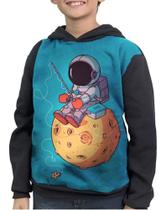 Casaco Moletom Infantil Astronauta Pescador Pescando Lua